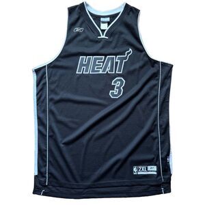Vintage Dwyane Wade Miami Heat Reebok Jersey Size XXL Playoffs Black